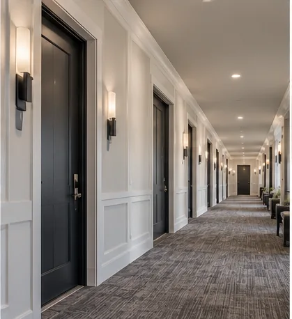 Illustrative freshly painted hallway and doors
