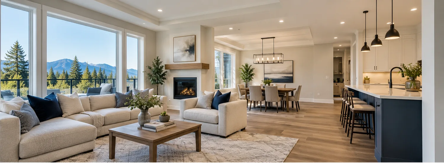 Illustrative bright residential living space